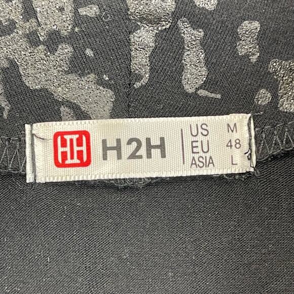 H2H Men T-Shirt Size Medium Slim Fit Cowl Neck Shirring Long Sleeves - Picture 4 of 11